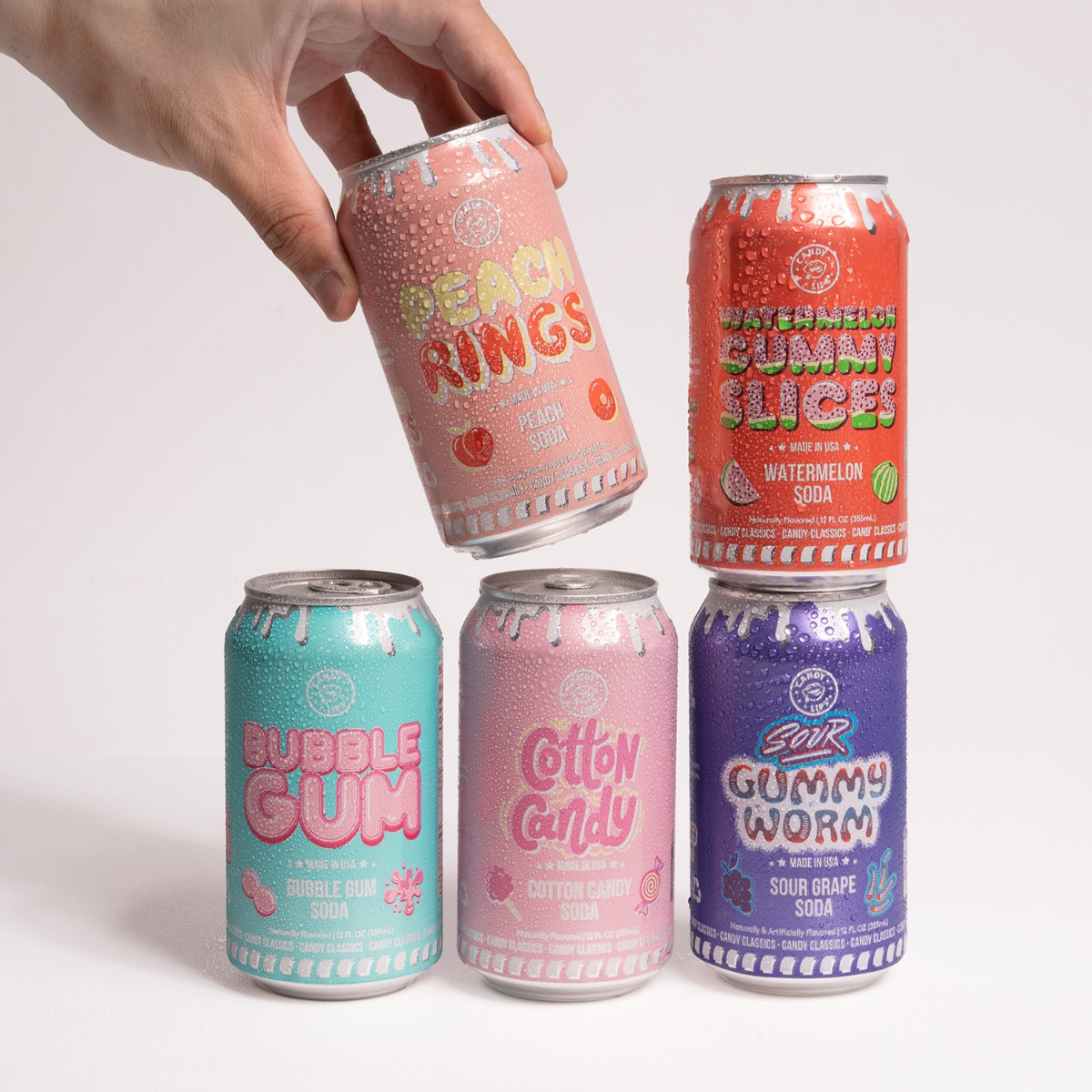 candy soda candy flavored soda peach rings soda watermelon gummy slices soda bubble gum soda cotton candy soda sour gummy worm soda nostalgic soda nostalgic beverage real cane sugar